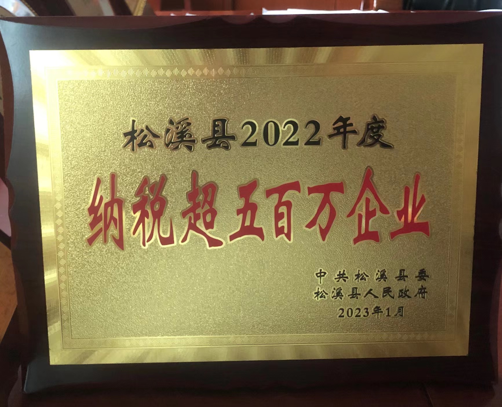喜報！易順建工集團喜獲“松溪縣2022年度納稅超五百萬企業(yè)”榮譽